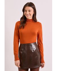 Dorothy Perkins - Funnel Neck Button Cuff Longline Jumper - Lyst
