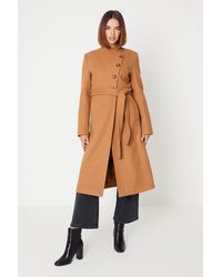 Oasis - Belted Button Through Midi Wrap Coat - Lyst