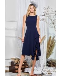 Jolie Moi - Fit & Flare Ruffle Detail Midi Dress - Lyst