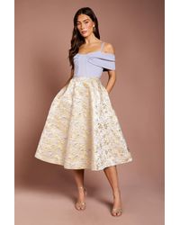 Coast - Shoulder Bandage Midi Dress With Jacquard Skirt - Lyst