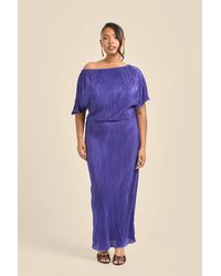 FASHION-SZN - Curve Drop Shoulder Plisse Midaxi Dress - Lyst