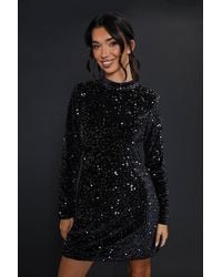 Dorothy Perkins - Velvet Sequin Mini Dress - Lyst
