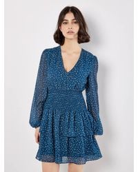 Apricot - Spot Print Chiffon Mini Dress - Lyst