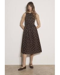 Apricot - Polka Dot A-Line Cotton Midi Dress - Lyst
