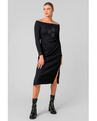 Enorsia - Shoulder Embroidery Decor Midi Dress - Lyst
