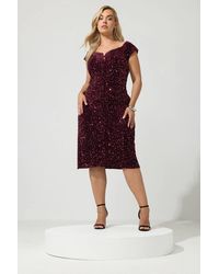 Yours - Sequin Velvet Dress - Lyst