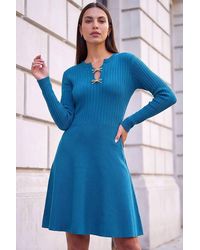 Roman - Metal Bow Keyhole Knit Dress - Lyst