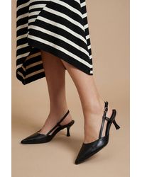 Dorothy Perkins - Luneth Kitten Heel Slingback Faux Leather Court Shoes - Lyst