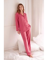 Enorsia - Soft Touch Button Through Shirt & Trouser Pyjama Set - Lyst