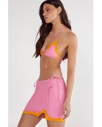 Nasty Gal - Contrast Lace Triangle Bikini & Skirt 3Pc Set - Lyst
