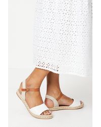 Oasis - Ischia Mixed Material Flat Espadrille Sandals - Lyst
