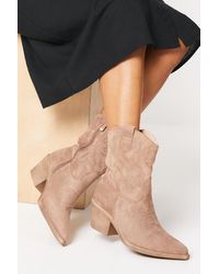 Oasis - Jemma Stitch Detail Western Ankle Boots - Lyst
