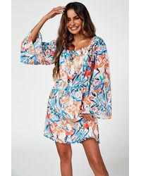 FS Collection - Flute Sleeve Bardot Dress W/ Tie Detail - Lyst
