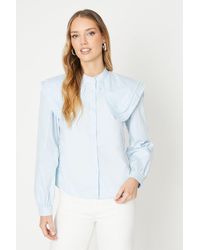 Oasis - Poplin Collared Lace Trim Blouse - Lyst