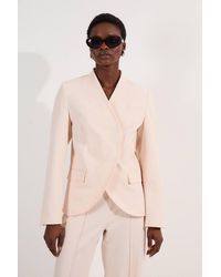 Karen Millen - Petite Compact Stretch Asymmetric Single Breasted Tailored Blazer - Lyst