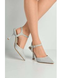 Miss Diva - Desse Pointed Toe Shimmer Anklestrap Court Shoes - Lyst