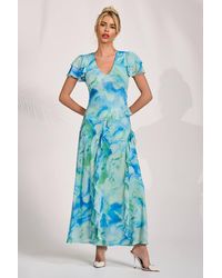 Jolie Moi - Cap Sleeve Ruffle Mesh Maxi Dress - Lyst