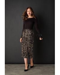 Izabel London - Sequin Embellished High Waist Midi Skirt - Lyst