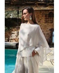 WOVCOR - Oversized Batwing Sleeve Bicycle Neck Blouse - Lyst