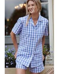 British Boxers - "Schoolhouse" Gingham Crisp Cotton Short Pyjama Set - Lyst