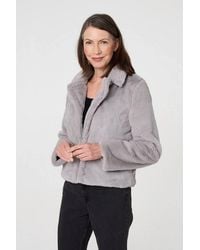 Izabel London - Faux Fur Long Sleeve Cropped Jacket - Lyst