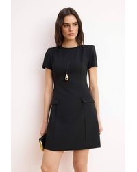WOVCOR - A-Line Short Sleeve Crew Neck Mini Dress - Lyst
