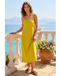 Roman - Petite Side Button Linen Blend Dress - Lyst