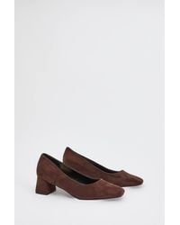 Wallis - Vina Faux Suede Medium Block Heel Court Shoes - Lyst