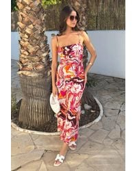 AX Paris - Multi Water Marble Print Strappy Slip Midi Dress - Lyst