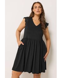 Yours - Broderie Anglaise Peplum Dress - Lyst