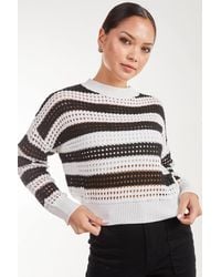 Pink Vanilla - Striped Crochet Long Sleeve Top - Lyst