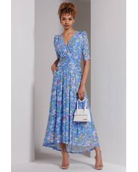 Jolie Moi - Print Dip Hem Mesh Maxi Dress - Lyst