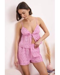 WOVCOR - Floral Embroidered Lined Cami Top & Shorts Pyjama Set - Lyst