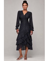 Jolie Moi - Long Sleeve Frill Detail Mesh Maxi Dress - Lyst