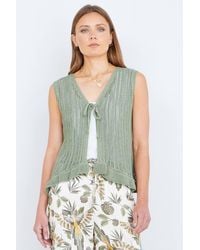 Yumi' - Knitted Cotton Tie Waistcoat Top - Lyst