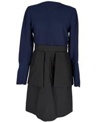 Celine - Preloved Two-Tone Long Sleeve Midi Dress - Lyst