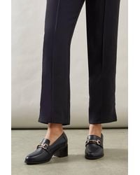 Wallis - Wide Fit Lydia Faux Leather Snaffle Trim Apron Front Medium Heeled Loafers - Lyst