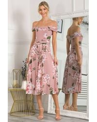 Jolie Moi - Rawiya Bardot Neck Mesh Dress - Lyst