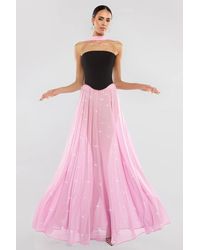 Goddiva - Gathered A Line Glitter Chiffon Maxi Skirt - Lyst