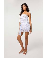 Pink Vanilla - Bandeau Mesh Ditsy Tie Front Mini Dress - Lyst