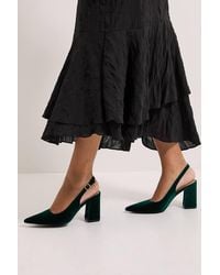 Dorothy Perkins - Ellens Velvet Pointed High Block Heel Slingback Court Shoes - Lyst
