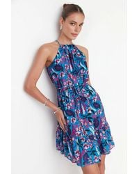 WOVCOR - Floral Halterneck Tiered Mini Summer Dress - Lyst
