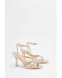 MissPap - Diamante Faux Leather High Heeled Sandals - Lyst