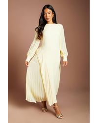 Coast - Petite Long Sleeve Pleated Crepe Midaxi Dress - Lyst