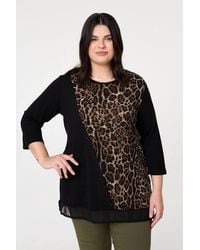 Izabel London - Curve Animal Print Asymmetric Tunic Top - Lyst
