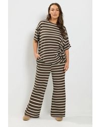 Yours - Stripe Tie Waist Trouser Set - Lyst