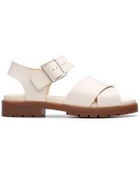Clarks - Orinoco Cross Cream Leather Flat Sandals - Lyst