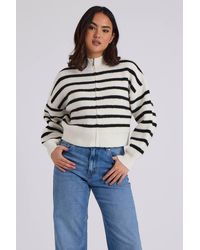 Urban Bliss - Ribbed Stripe Zip Cardigan - Lyst