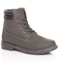 AJVANI - Low Heel Lace Up Biker Worker Boots - Lyst