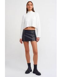Dilvin - High-Waist Faux Leather Mini Skirt - Lyst